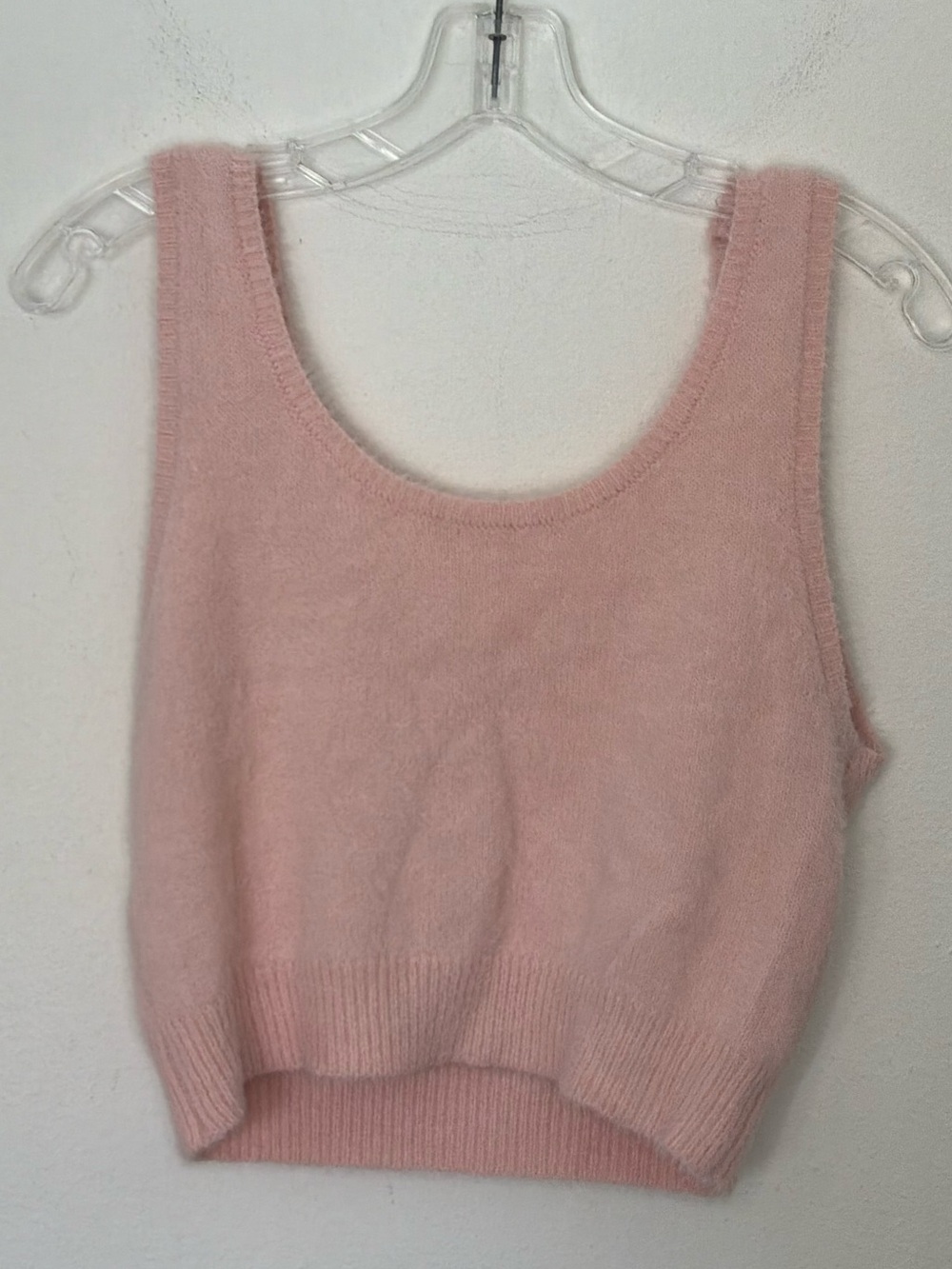 Hazel Moon Pink Fuzzy Knit Sweater Tank Top Size XS